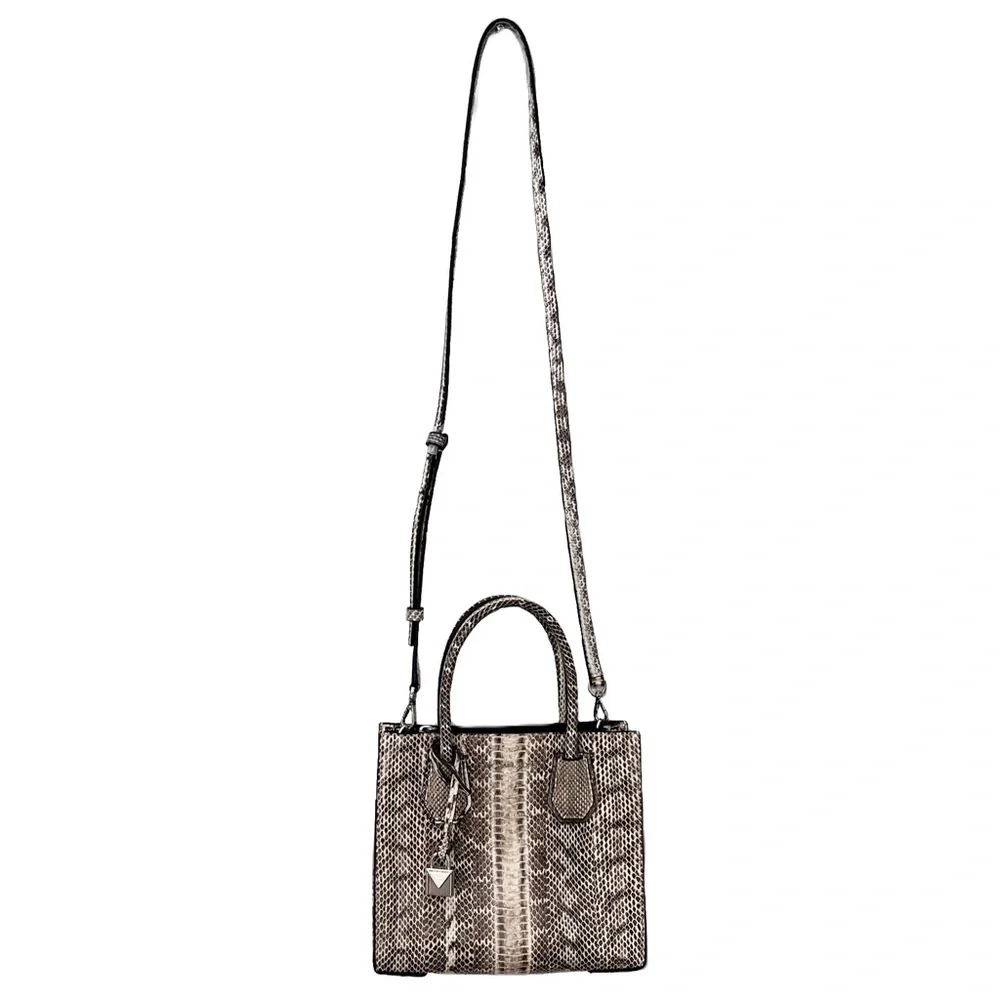 Michael Kors Beige Genuine Snakeskin ‘Mercer’ Crossbody Satchel Bag
